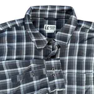 Marmot Mountain Works Mens 3XT Grey Plaid Cascara Flannel Shirt Long Sleeve Tall